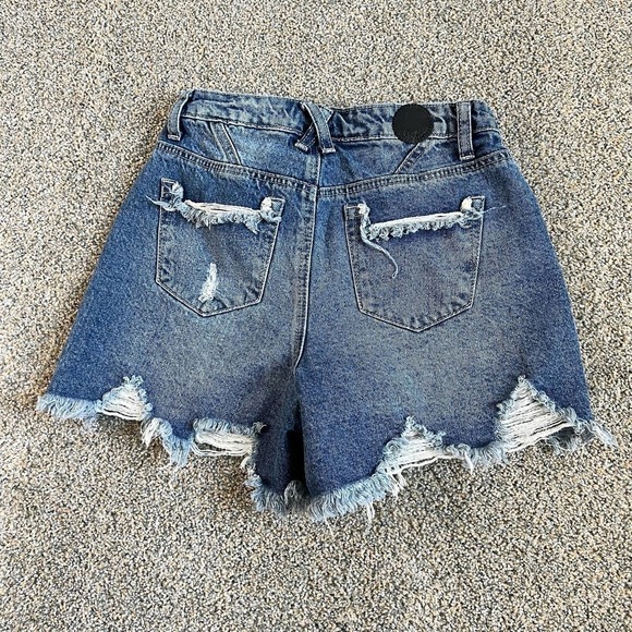 Ptcl Vintage High Waist Distressed Cut Off Cotton Denim Jean Shorts 24 - Picture 2 of 4